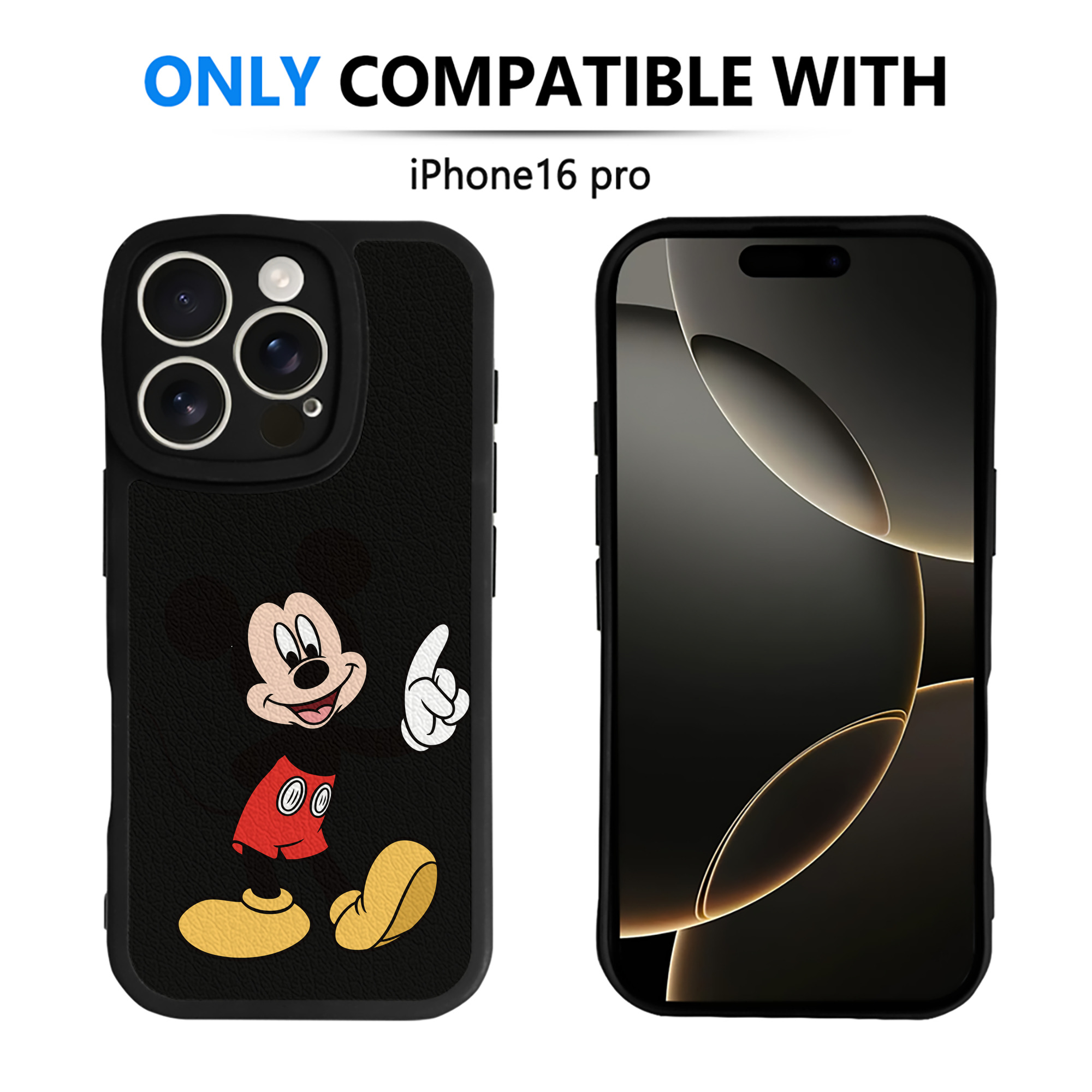 （画像用） ミッキーマウス Mickey Mouse 【iPhone 16シリーズ対応】シリコンスマホケース（レザー調） 材質：シリコン
